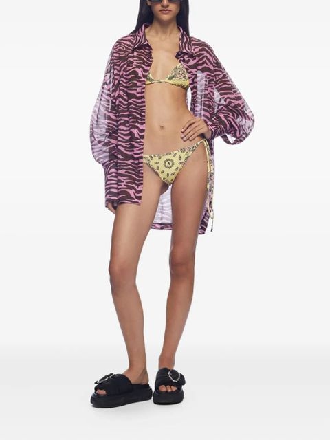 The Attico zebra-print balloon-sleeve shirt - Pink