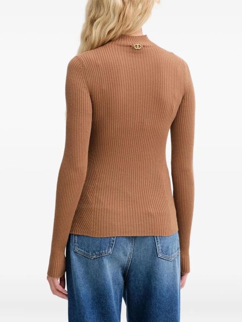 TWINSET logo-plaque ribbed sweater - Brown