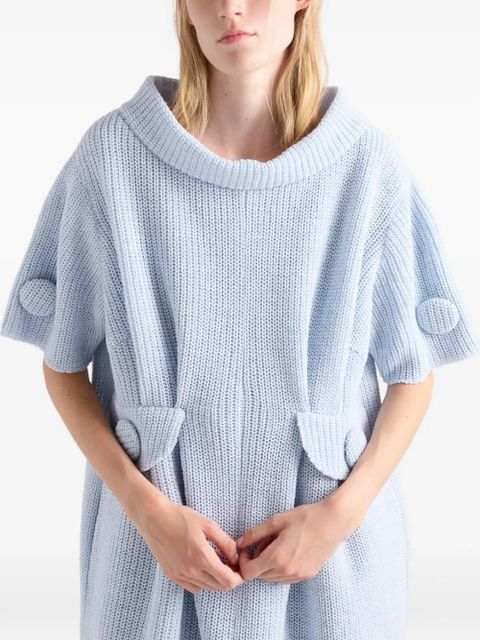 Prada mouliné wool knit midi dress - Blue