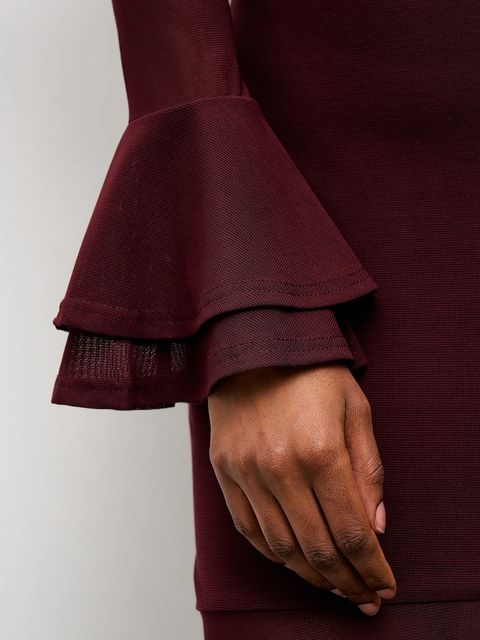 Answear.LAB sukienka kolor bordowy maxi rozkloszowana