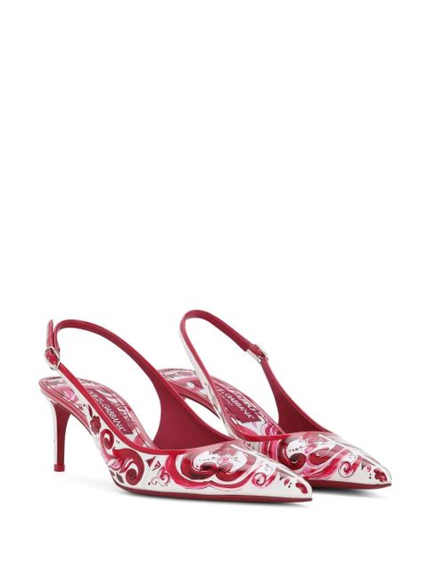 Dolce & Gabbana Majolica-print slingback pumps - Pink - zdjęcie produktu nr 2
