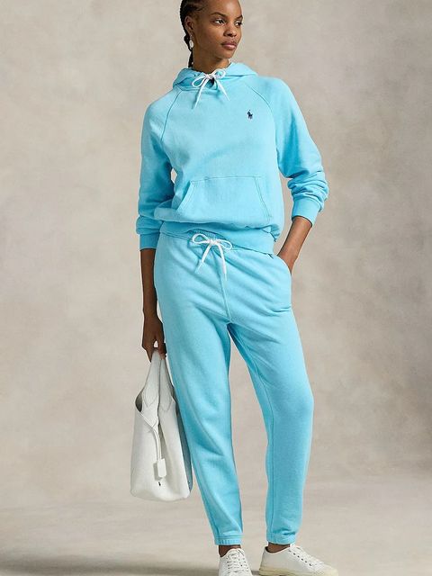 Polo Ralph Lauren spodnie dresowe damskie kolor turkusowy gładkie 211971694