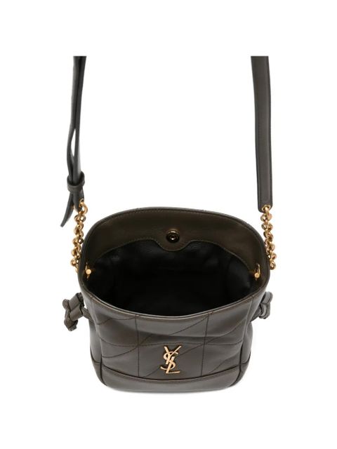 Saint Laurent mini Jamie quilted logo-plaque clutch bag - Brown