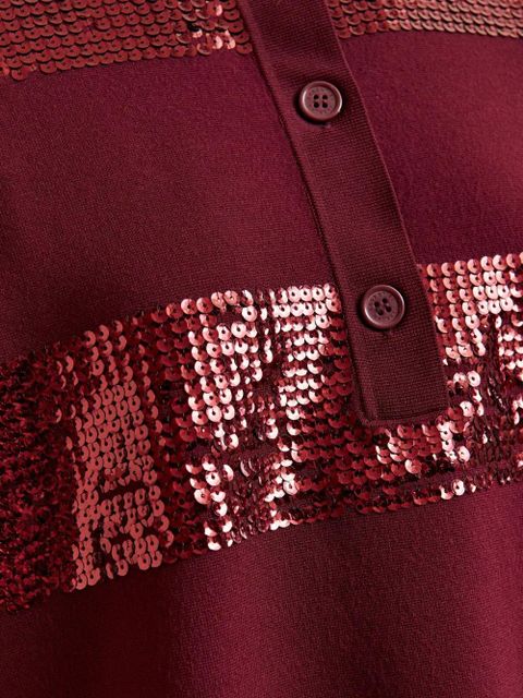 Essentiel Antwerp Illuminati sequin-striped polo shirt - Red