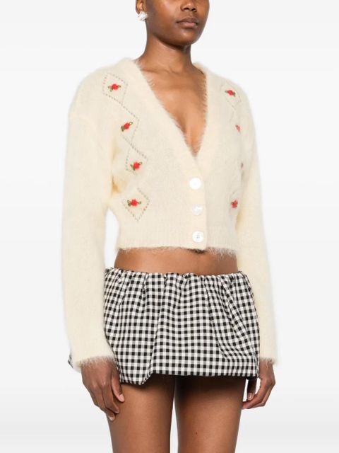 Alessandra Rich V-neck cropped cardigan - Yellow