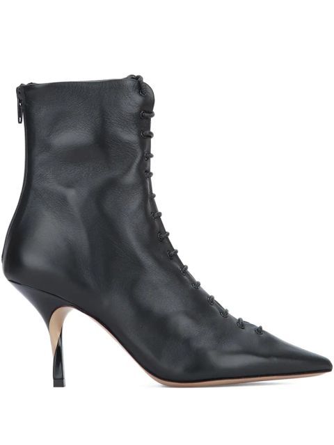 Jacquemus 75mm leather heeled ankle boots - Black - zdjęcie produktu nr 1