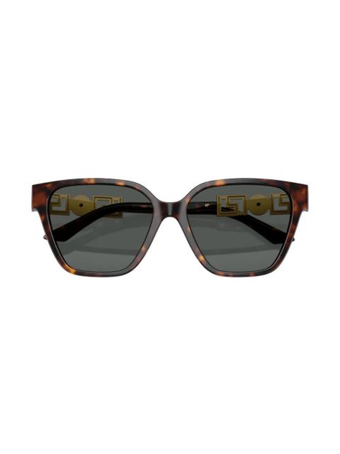 Versace Eyewear Greca strass butterfly-frame sunglasses - Brown