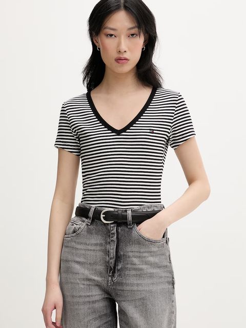 Tommy Jeans T-shirt damski bawełniany z elastanem - zdjęcie produktu nr 1