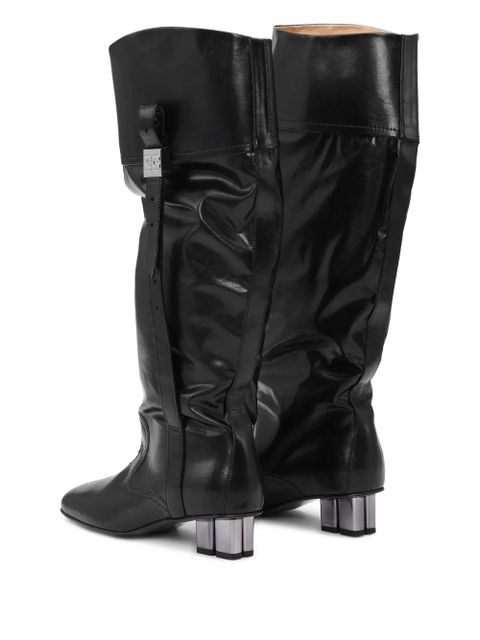 GANNI slouchy knee-high leather boots - Black