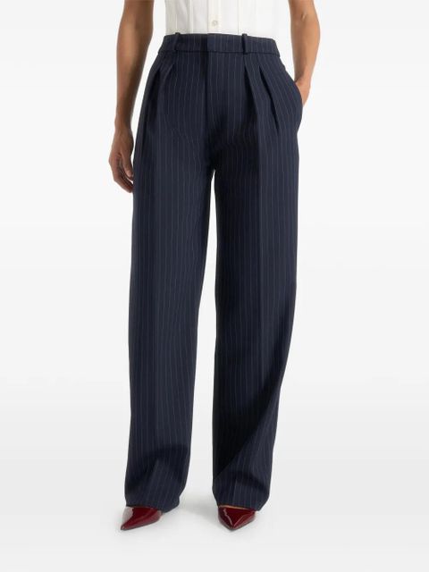 Manière De Voir Julie pinstripe-print pleated tailored trousers - Blue