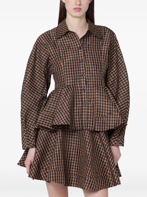 GANNI peplum check shirt - Brown - zdjęcie produktu nr 1