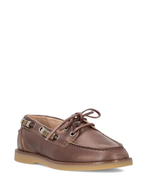 PINKO logo-lettering lace-up loafers - Brown - zdjęcie produktu nr 2