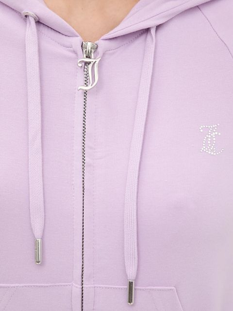 Juicy Couture bluza SINGLE JERSEY OLA HOODIE damska kolor fioletowy z kapturem z aplikacją JCWAS125310 - zdjęcie produktu nr 2