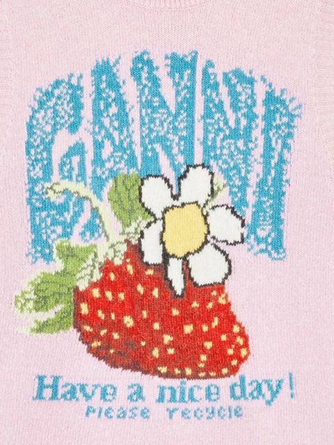 GANNI strawberry-motif intarsia-knit vest - Pink - zdjęcie produktu nr 2