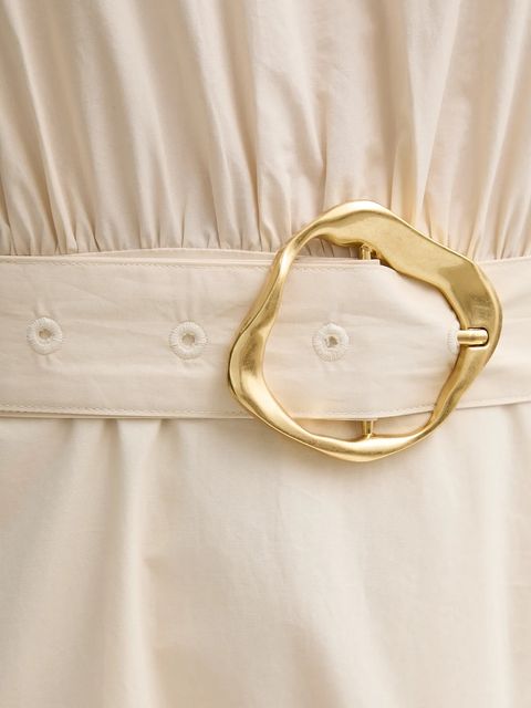 ISABELLE BLANCHE sukienka bawełniana kolor beżowy maxi rozkloszowana IS25SS-A135-T010