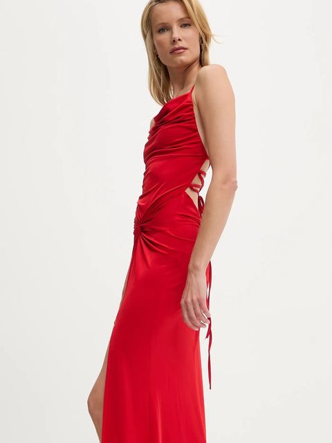 Answear.LAB sukienka kolor czerwony maxi dopasowana