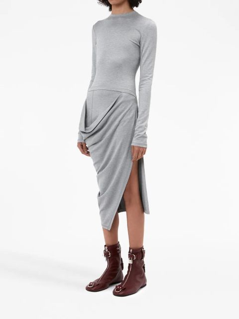JW Anderson draped-detail long-sleeve dress - Grey
