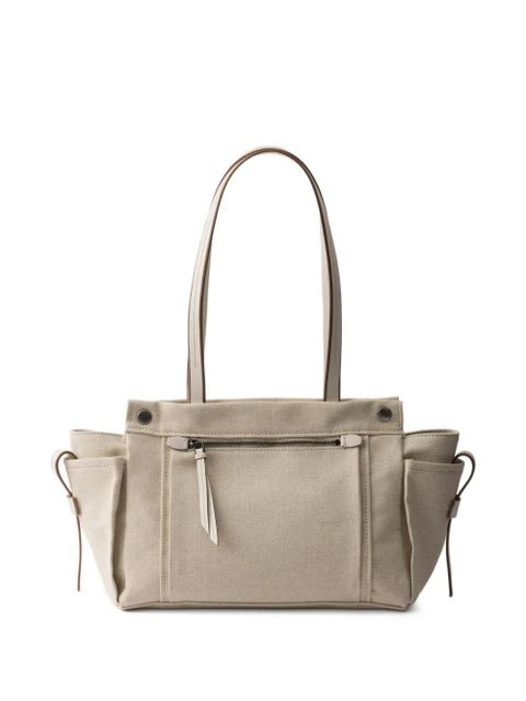 Prada Route large canvas and leather tote bag - Neutrals