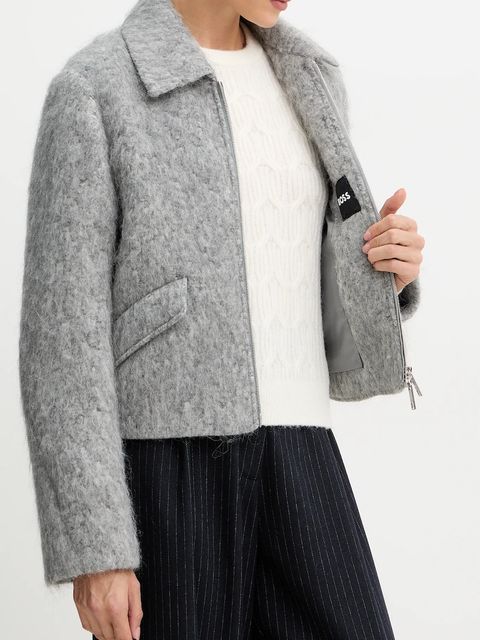 BOSS płaszcz z dodatkiem wełny kolor szary 50548767