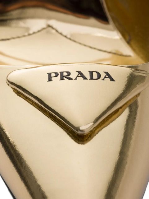 Prada metallic-leather slingback pumps - Gold