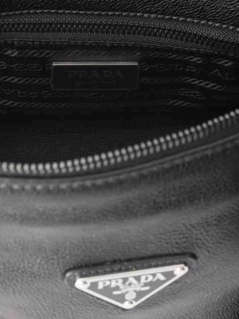 Prada medium leather triangle-logo tote bag - Black