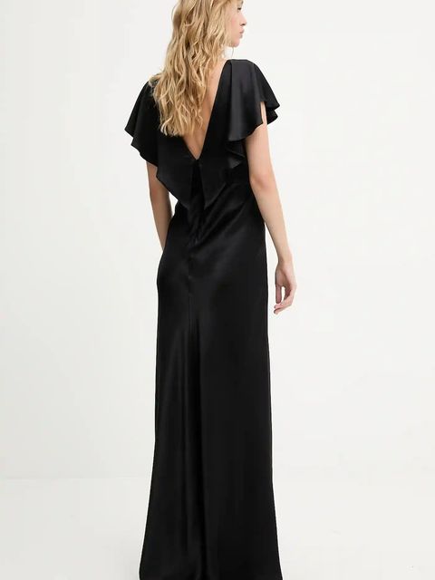 Answear.LAB sukienka kolor czarny maxi rozkloszowana