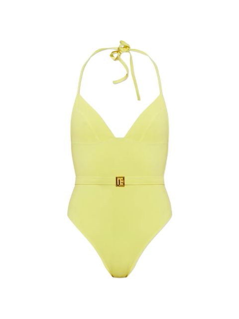 Balmain belted logo-plaque swimsuit - Yellow - zdjęcie produktu nr 1