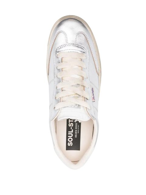 Golden Goose Soul-Star metallic leather sneakers - Silver
