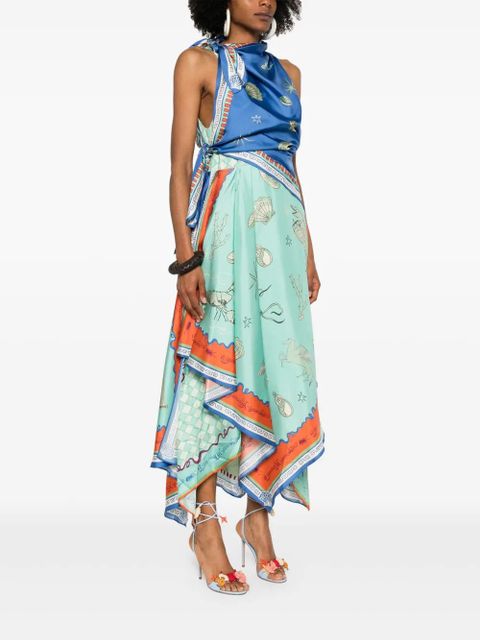 ALEMAIS Surrealist Summer Scarf dress - Blue