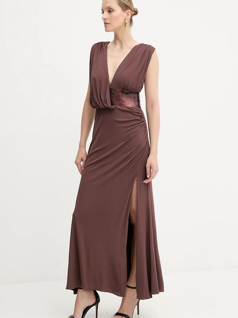 Herve Leger sukienka Lucille kolor brązowy maxi prosta SEJ8524861 - zdjęcie produktu nr 1