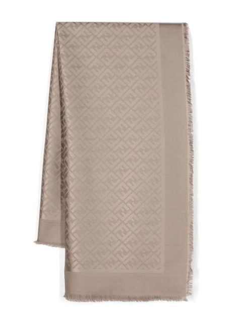 FENDI monogram-pattern frayed-hem scarf - Neutrals - zdjęcie produktu nr 1