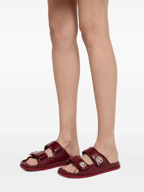 Gucci crystal double G strap sandals - Red