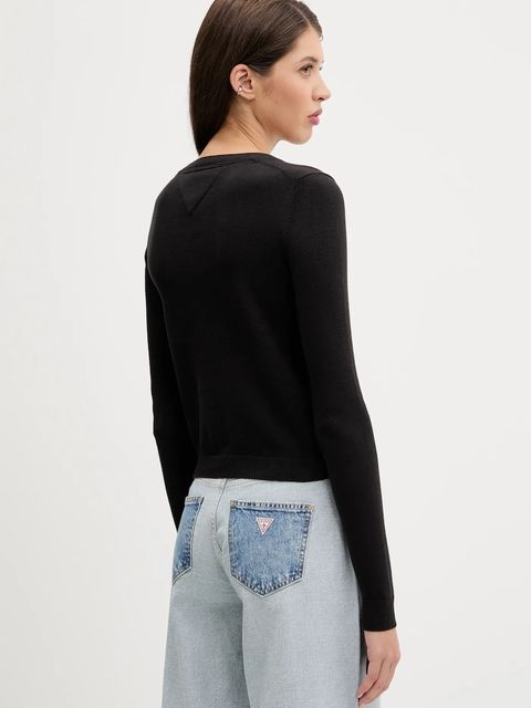 Tommy Jeans kardigan bawełniany damski kolor czarny lekki DW0DW20976