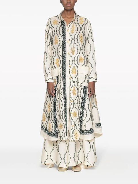 Agua By Agua Bendita Frida Calado linen maxi shirt - White