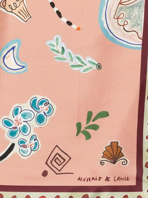 ALEMAIS bordered print scarf - Pink