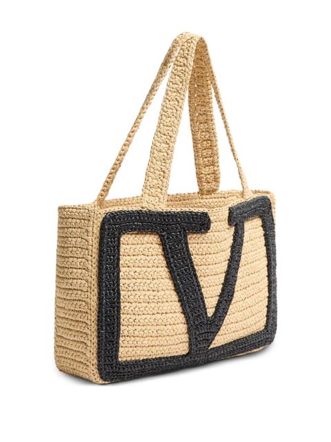 Valentino Garavani medium Viva Superstar raffia tote bag - Neutrals