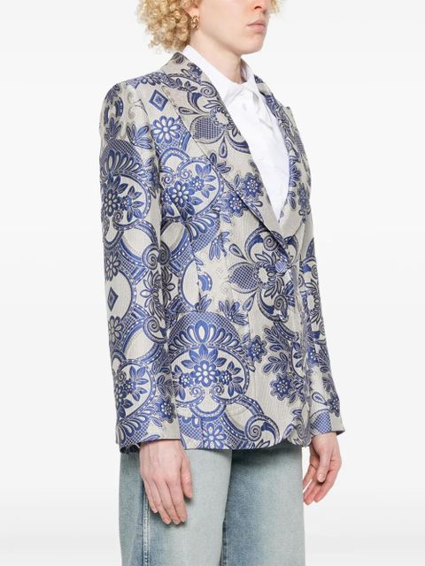 ETRO lace-motif single-breasted blazer - Neutrals