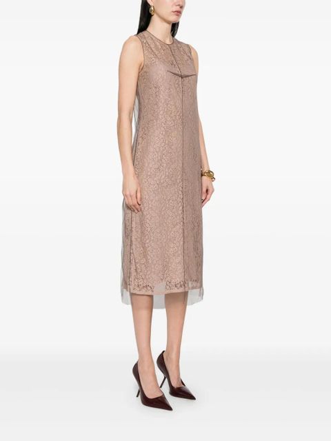FENDI floral-lace midi dress - Neutrals