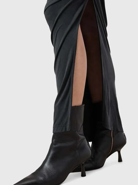 AllSaints sukienka HANAKO CUPRO kolor czarny maxi dopasowana W015DC