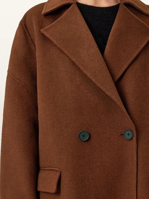 AllSaints płaszcz z dodatkiem wełny SELLMA kolor brązowy W019OD