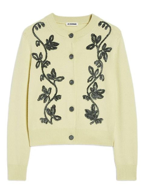 Jil Sander embroidered cardigan - Yellow