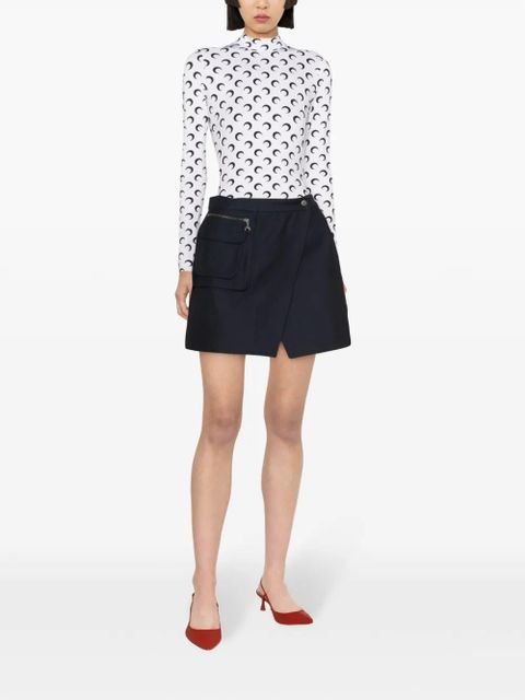 Marine Serre moon-print mock-neck T-shirt - White