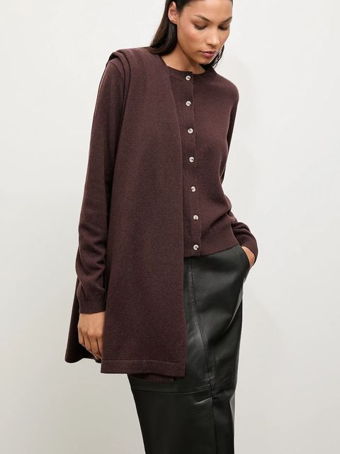 Answear.LAB kardigan z wełny merino z szalem damski kolor brązowy lekki - zdjęcie produktu nr 1