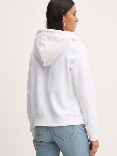Guess Jeans bluza damska kolor biały z kapturem gładka W4YQ03 KC811