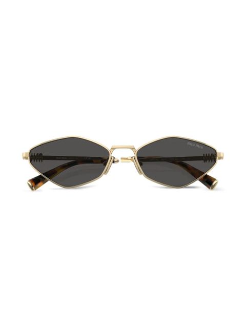 Miu Miu Eyewear logo-lettering geometric-frame sunglasses - Gold