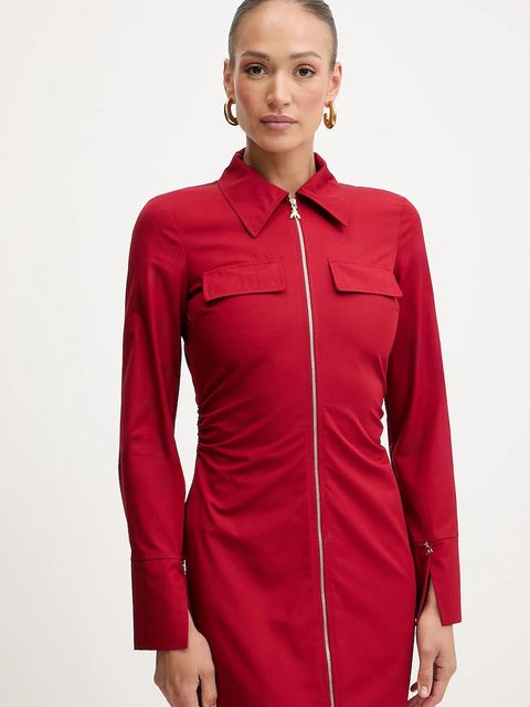 Patrizia Pepe sukienka bawełniana kolor czerwony midi prosta 8A1538 A391