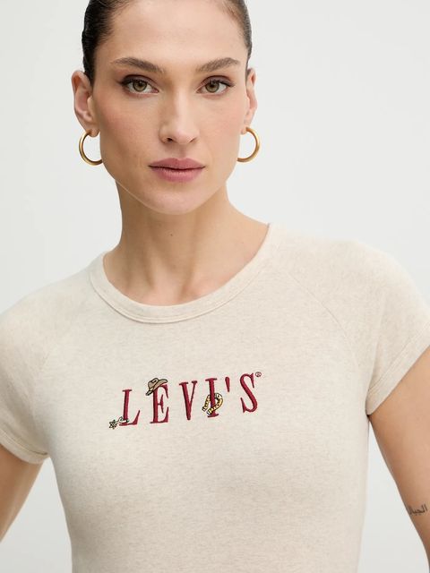 Levi's t-shirt damski kolor beżowy 003R2