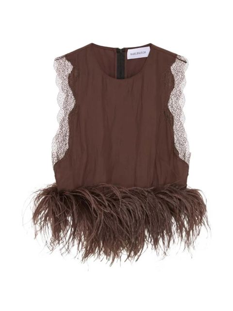16Arlington Dickens feather-trim lace-detail top - Brown - zdjęcie produktu nr 1