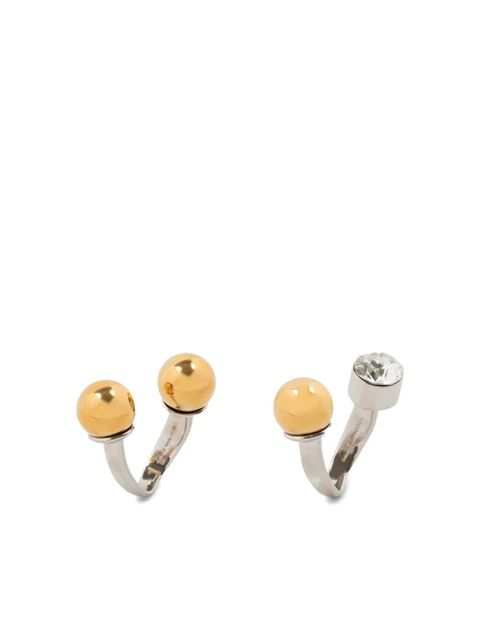 DRIES VAN NOTEN rhinestone-embellished open rings (set of two) - Silver - zdjęcie produktu nr 1