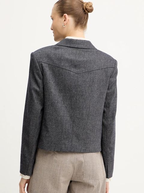 BOSS Orange marynarka z wełną kolor granatowy dwurzędowa wzorzysta 50547682 - zdjęcie produktu nr 2